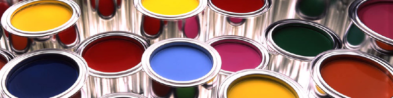 Farbfächer - Blechgebinde mit verschiedenen Farbtönen